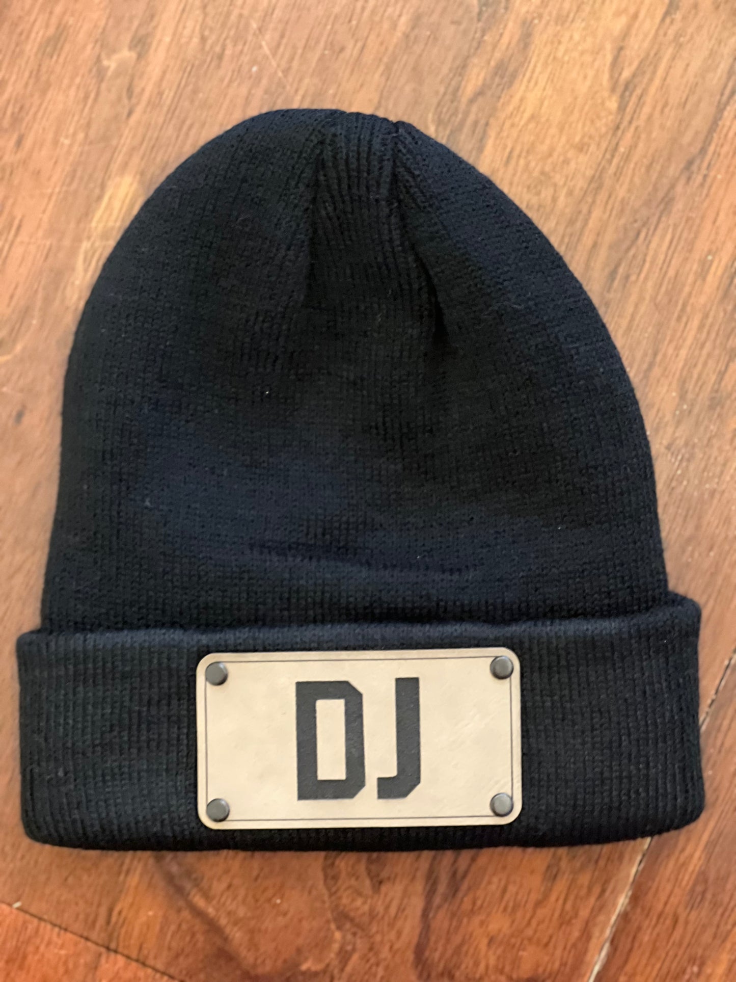 Kids - Personalized Leather Patch Beanie with Rivets