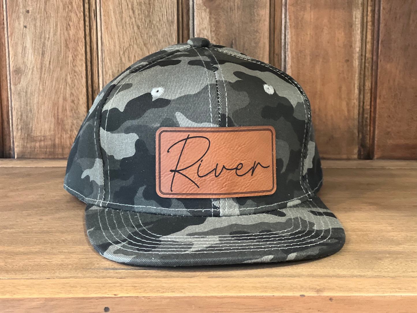 Personalized Leather Patch Flatbill Kids Hat