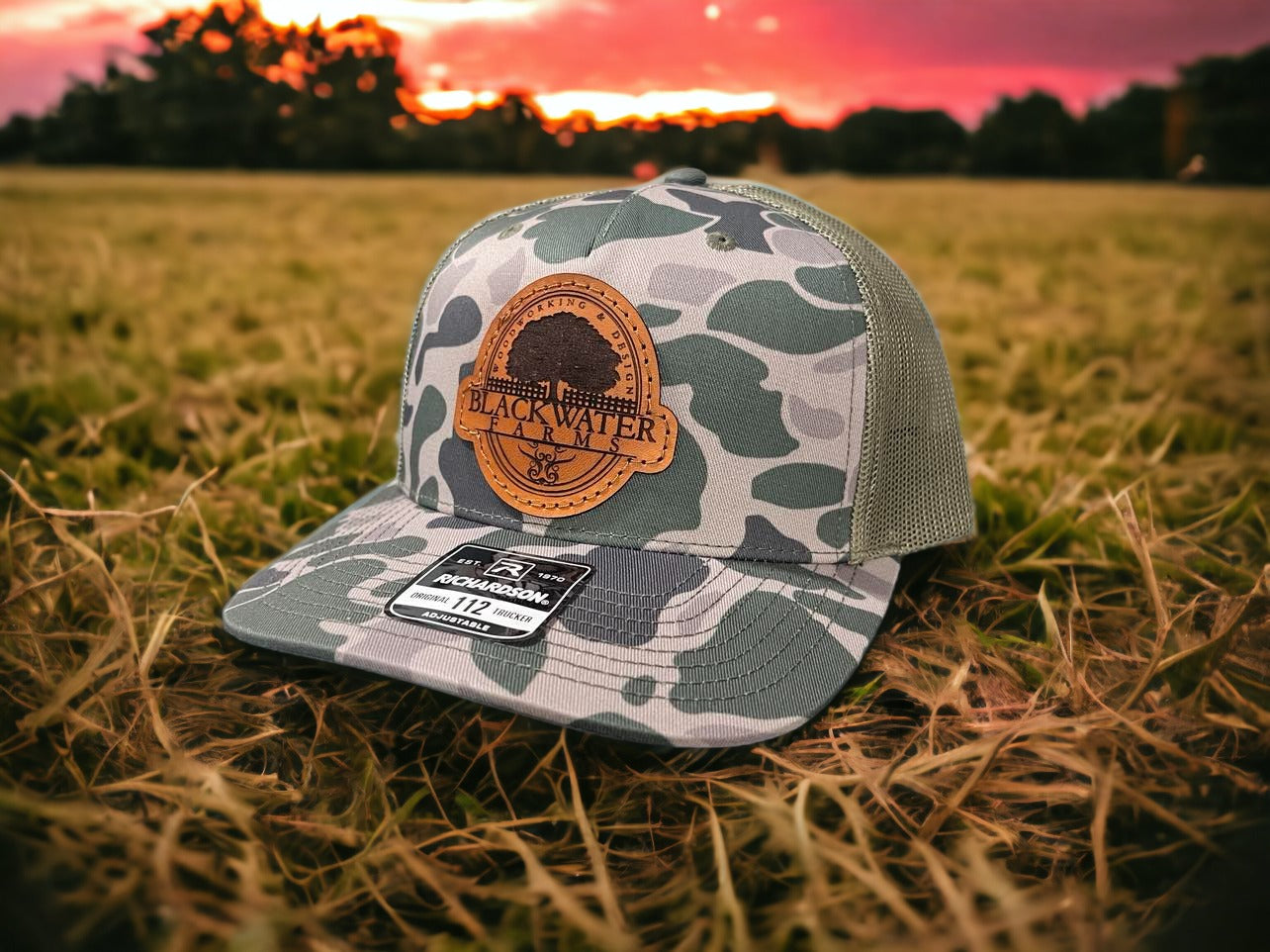 Richardson Camo R112pfp - Duck Camo Custom Leather Patch Hats