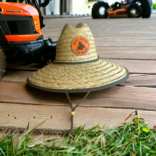 Will Mow for Beer -  Straw Lifeguard Hat