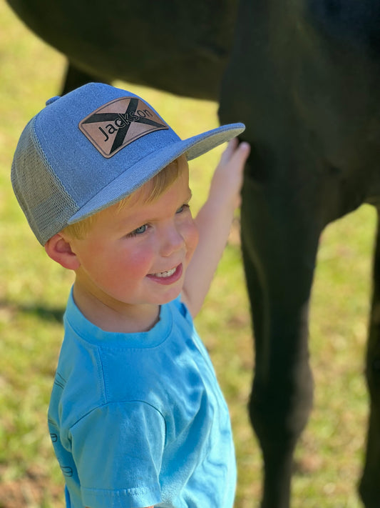Kid’s Alabama state flag custom name trucker hat