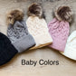 Custom Pom Pom Baby Beanie with Personalized Name or Monogram Initials on Leather Patch with Rivets