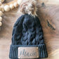 Women's Adult - Custom Patch Pom Pom beanie