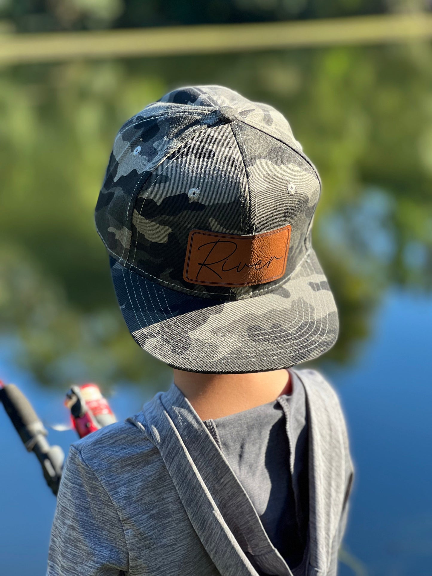 Hub City Hats Personalized Leather Patch Flatbill Kids Hat Southwest - Baby Size Only / Big Kid (Approx. 4 Years - 10 Years)